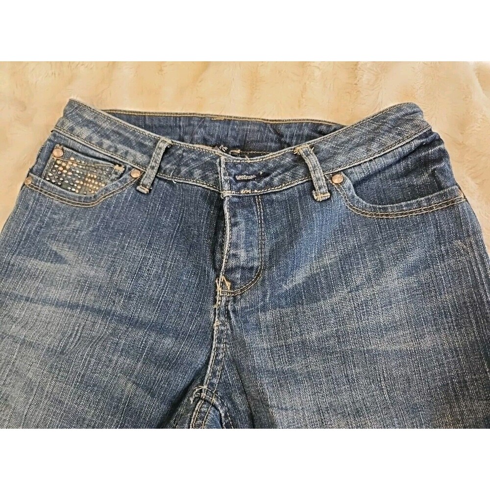 Bisou Bisou Womens Capri Jeans Sz 2 With Copper & Gunmetal Rhinestone Accents - Picture 4 of 9